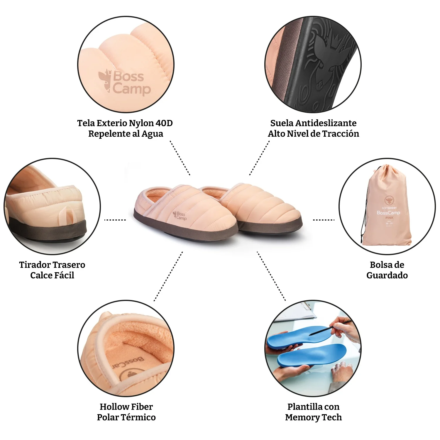 Pantufla Térmica SoftShoes Quintay Adulto Pink - Imagen 5