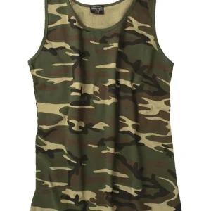 Woodland Camouflage Cotton Tank Top – Military Style