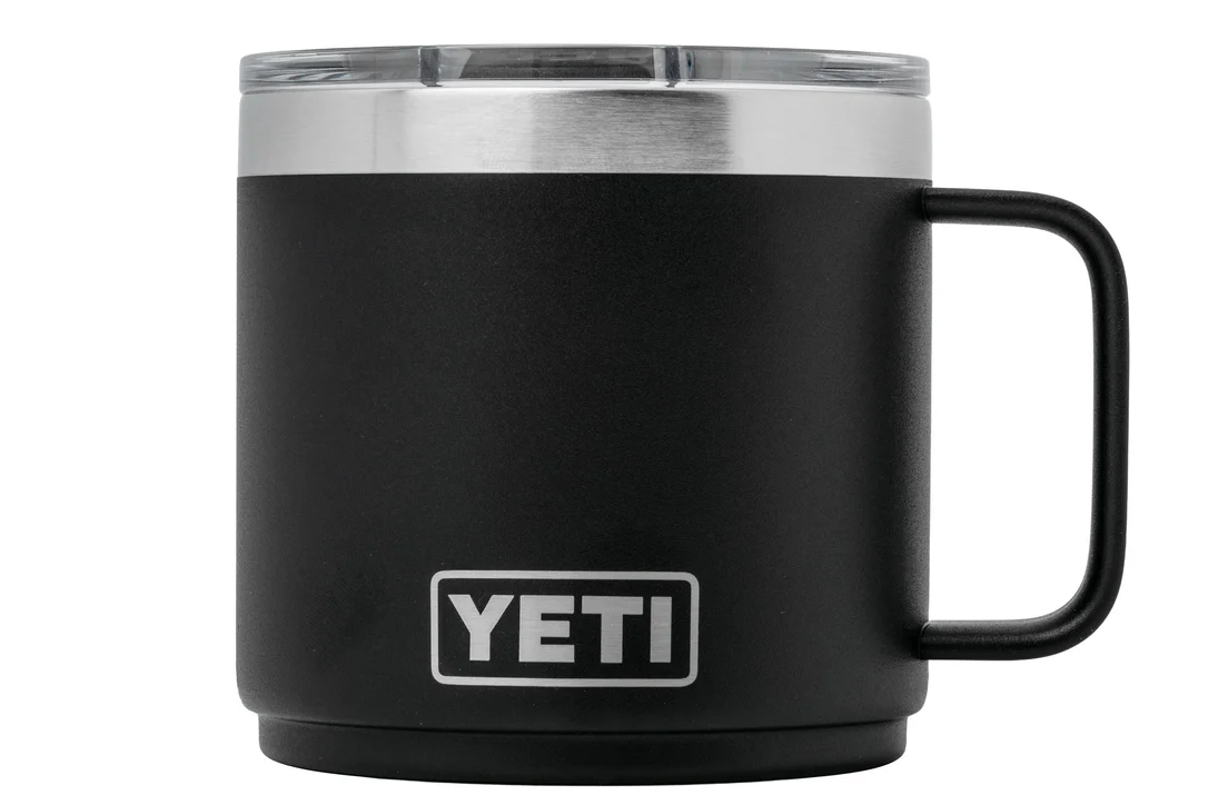 Yeti Rambler Stackable Mug 14oz Mag Slider Lid, Black, taza térmica apilable con tapa, 414 ml