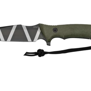 ANV Knives M311 SPELTER DLC Camo Elmax, Olive Micarta Handle, Black Kydex Sheath, cuchillo de supervivencia