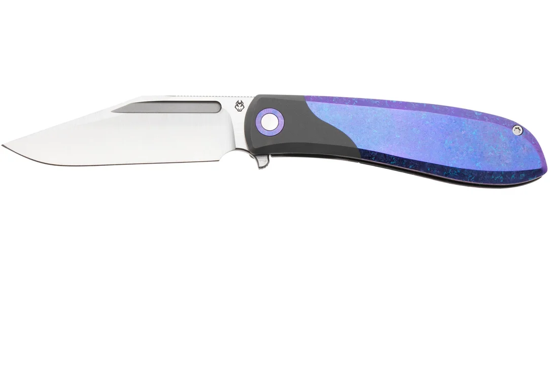 Jack Wolf Scuffle SCUFFLE-01-TI-CRYS-BLRP Belt Satin S90V, Crystalized Titanium Blurple Anodized, navaja