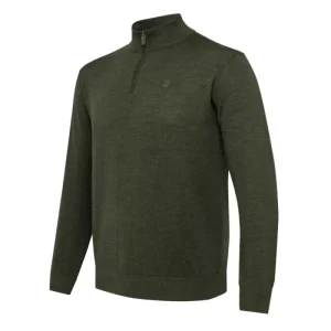 Beretta Jersey de merino con media cremallera Half Green Moss