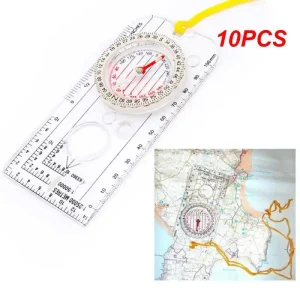 10PCS Drawing Scale Compass – Portable Handheld Navigation Map Reading Ruler for Outdoor Camping and Hiking