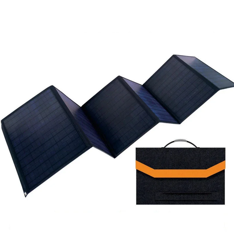 120W 18V Foldable Solar Panel Bag with USB and DC Outputs – Portable Charger for Outdoor Travel, Hiking, and Camping