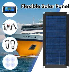 30W Flexible Solar Panel with Controller – Dual USB Port Solar Power System for Home Camping Outdoor