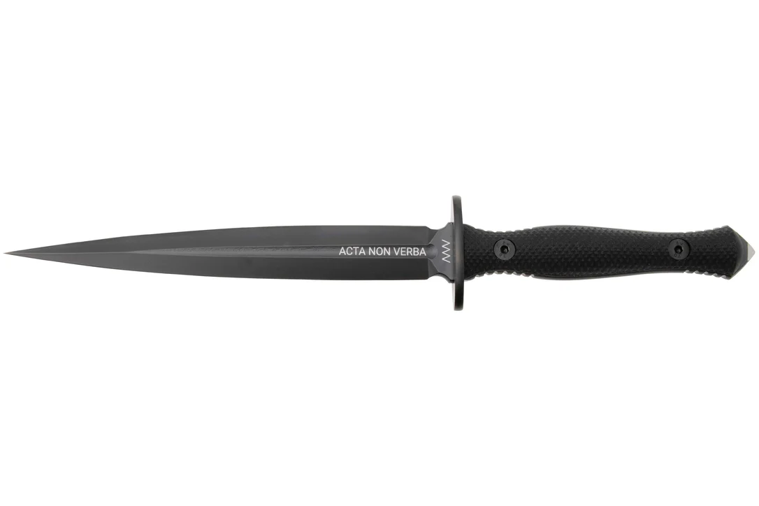 ANV M500 Anthropoid DLC Elmax, Black Handle, M500-001, Black Kydex Sheath, cuchillo daga