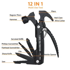 12-in-1 Multi-Tool Pocket Tool – Ultimate Camping & Survival Gear, Perfect Gift for Men
