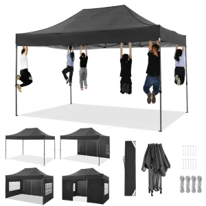 10’x15′ Heavy-Duty Pop-Up Canopy Tent – Waterproof 4-Sidewall Commercial Gazebo