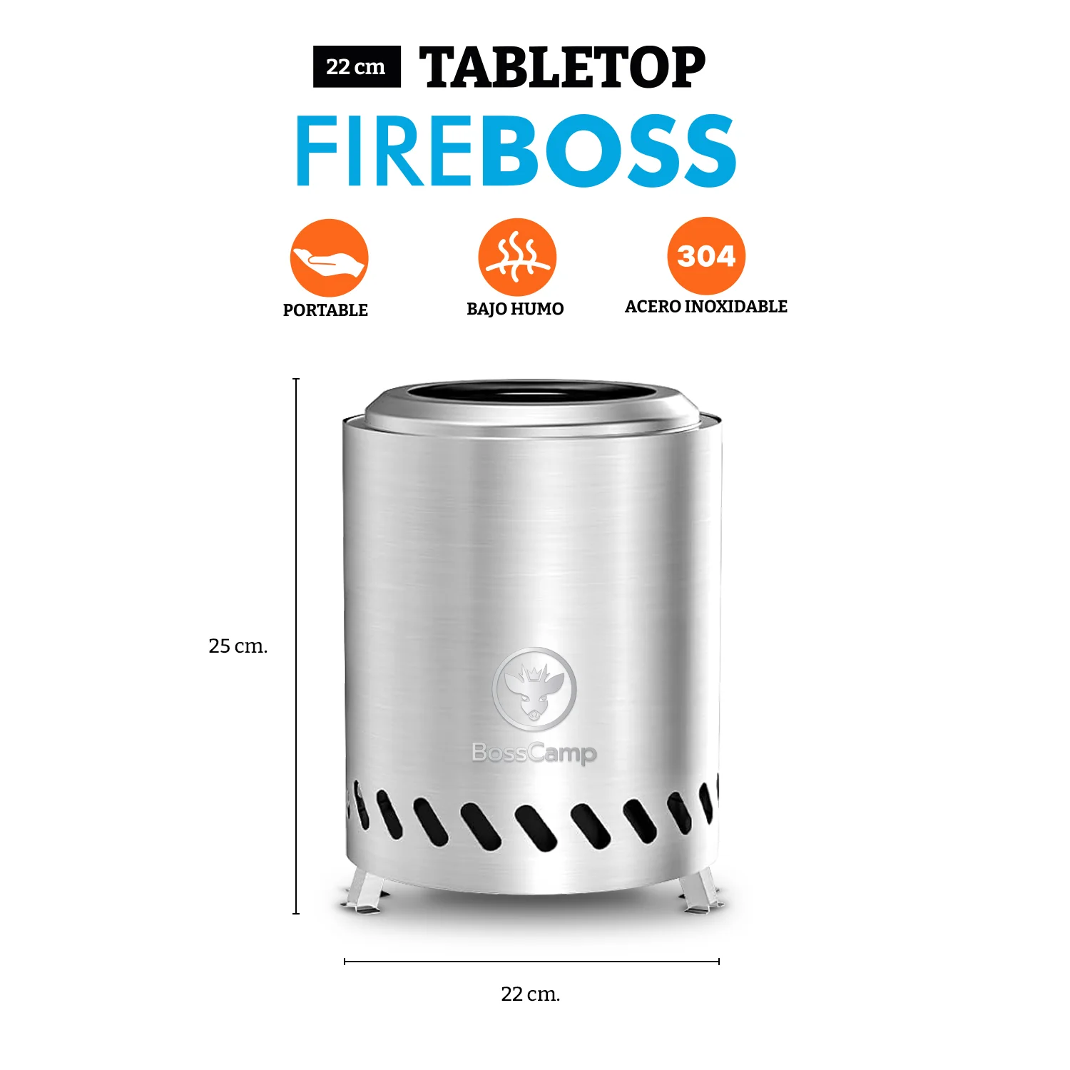 Brasero Sobremesa Sin Humo Fireboss Tabletop 22 cm Silver - Imagen 5