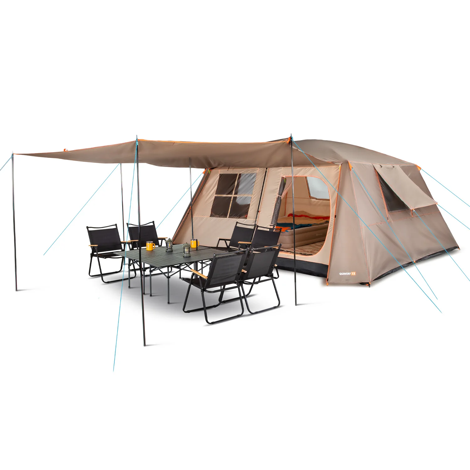 Carpa Camping Quintay 12 Personas 3000 Mm Cubre Techo Largo Toldo Extendido - Imagen 2