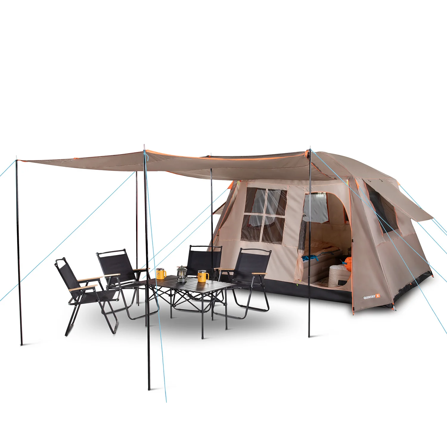 Carpa Camping Quintay 6 Personas 3000 Mm Cubre Techo Largo Toldo Extendido