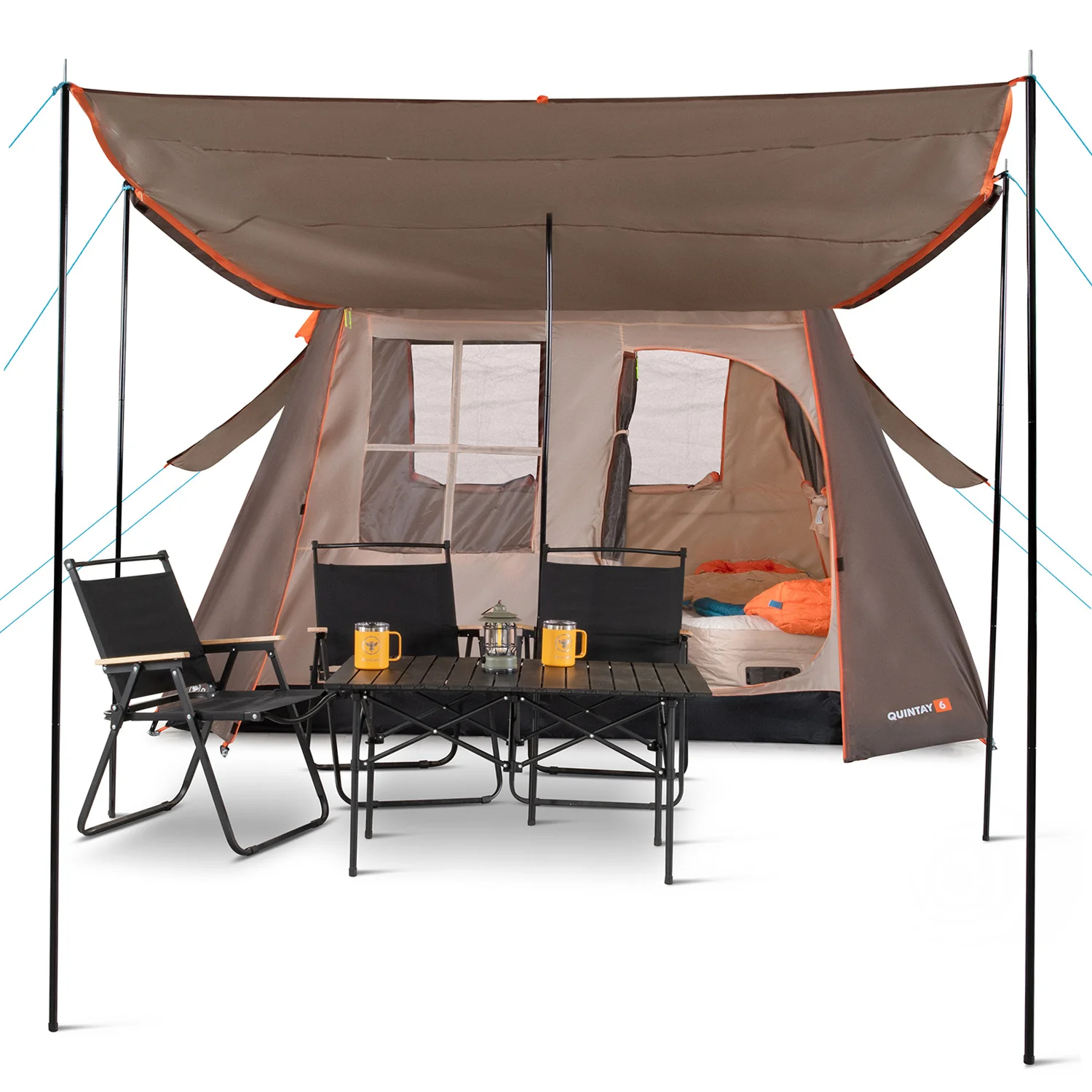 Carpa Camping Quintay 6 Personas 3000 Mm Cubre Techo Largo Toldo Extendido - Imagen 3