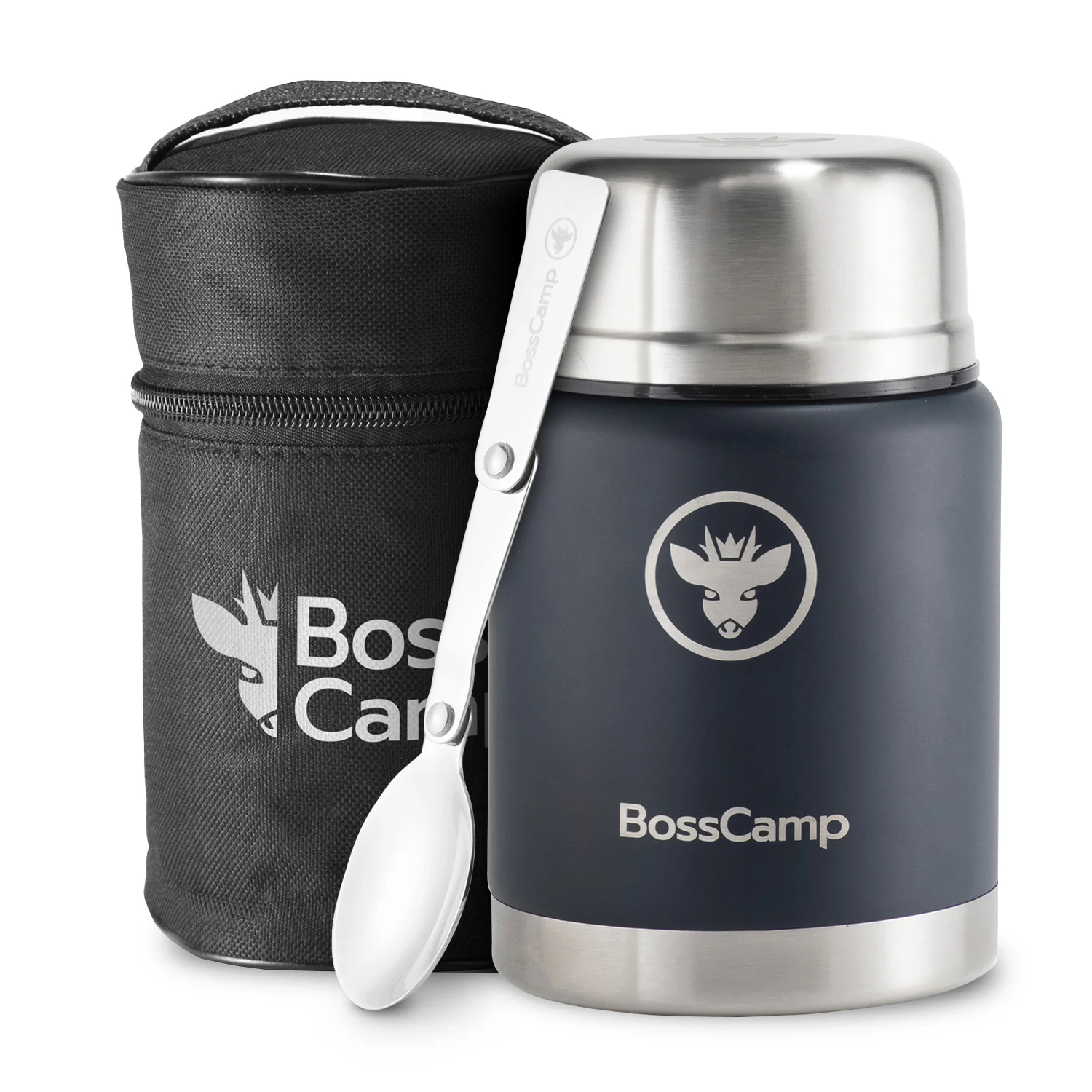 Termo Comida BossCamp 500 ml Azul Acero Inox Bolso Cuchara - Imagen 2