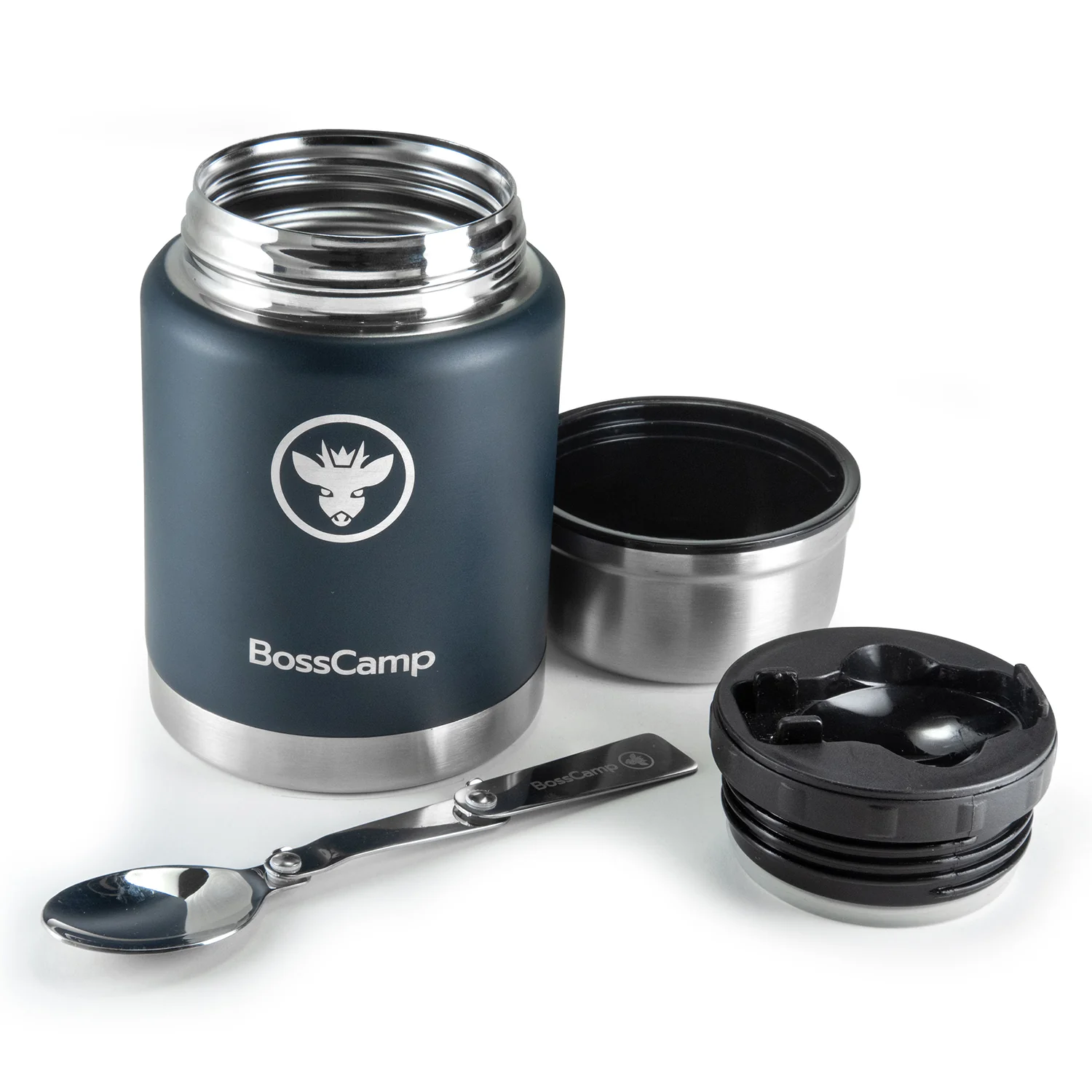 Termo Comida BossCamp 500 ml Azul Acero Inox Bolso Cuchara - Imagen 4