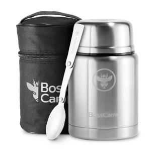 Termo Comida BossCamp 500 ml Plata Acero Inox Bolso Cuchara