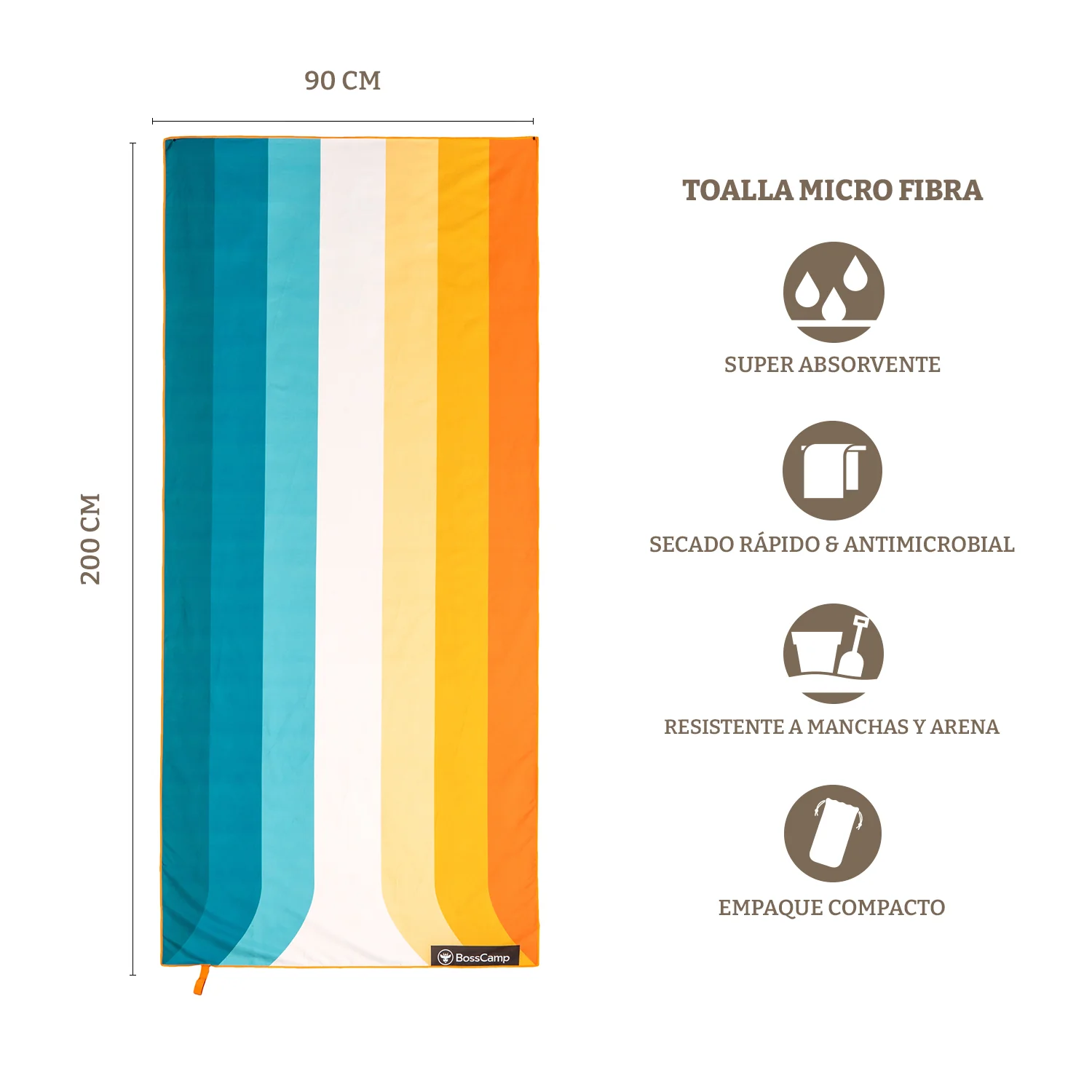 Toalla Playa Microfibra Grande XL Austral Bosscamp (90 x 200) - Imagen 4