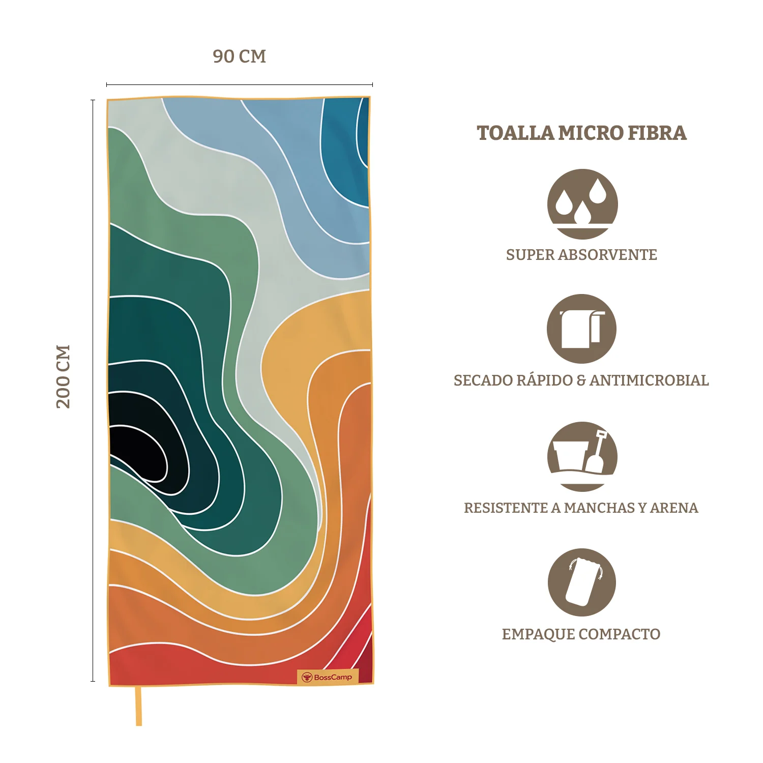 Toalla Playa Microfibra Grande XL Tatio Bosscamp (90 x 200) - Imagen 4