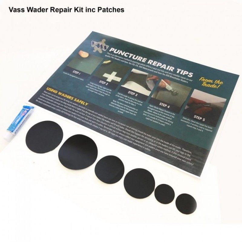 Vass Fishing Wader & Rainwear Repair Kit – Including Patches - Imagen 2
